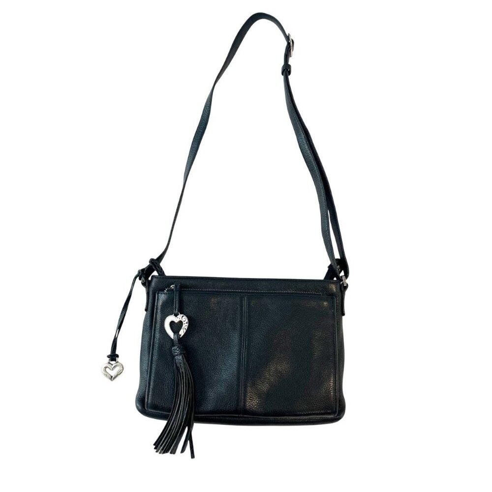 Brighton Barbados‎ City Organizer Purse Black Pebbled Leather Bag